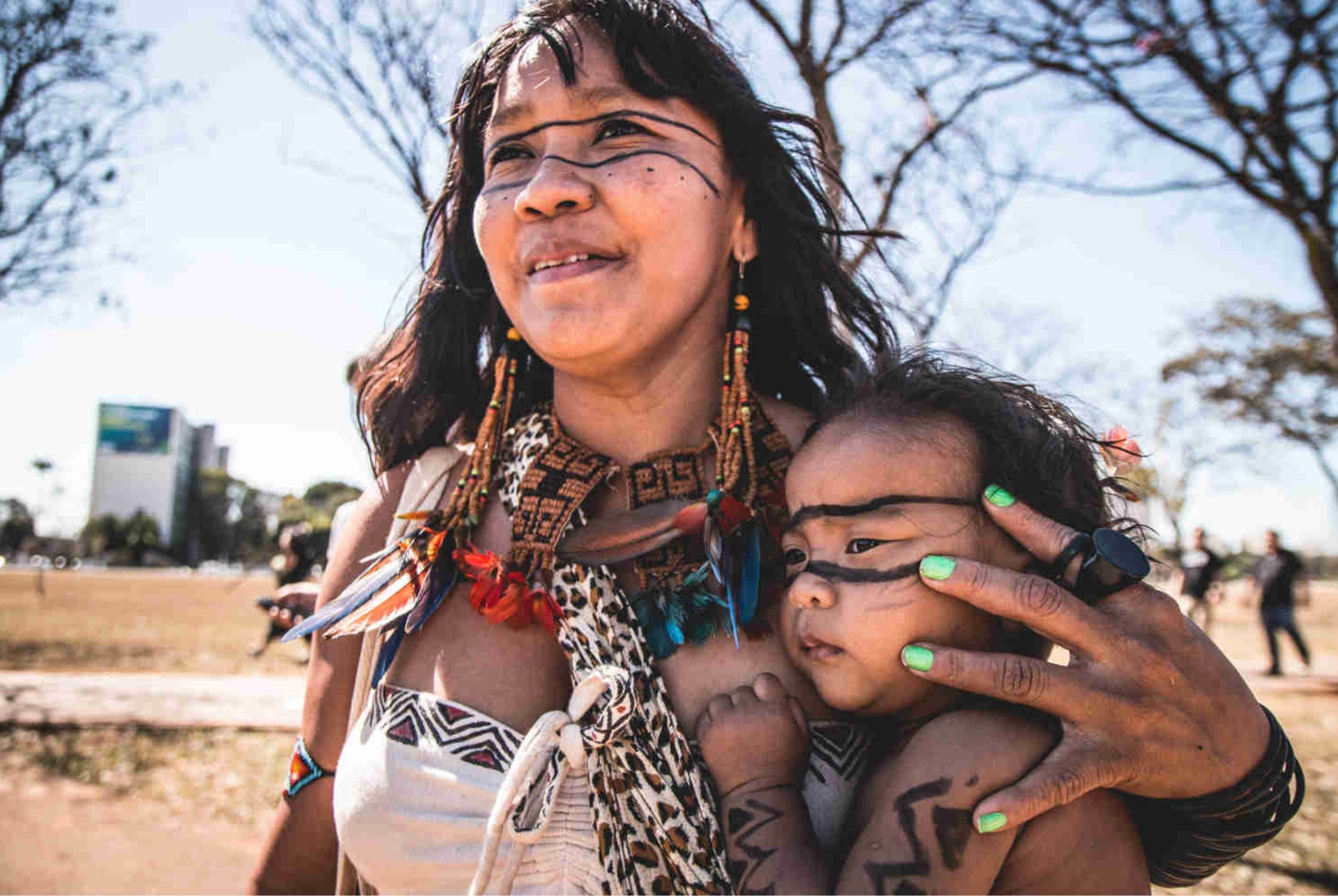 Indigenous woman and baby